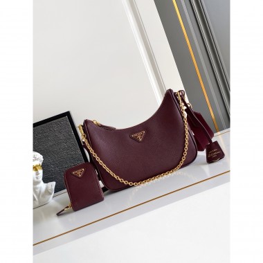 Borsa Prada Re-Edition 2005 in Saffiano-Bordeaux