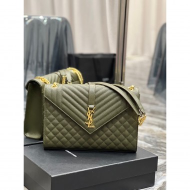 YSL Envelope Borsa Grande In Pelle Grained   