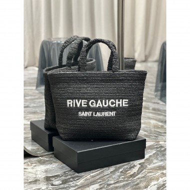 YSL Rive Gauche Tote in Raffia Crochet 