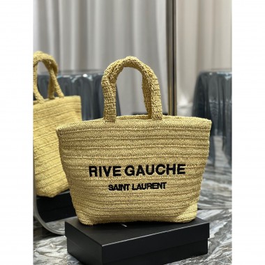 YSL Rive Gauche Tote in Raffia Crochet 