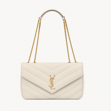 Saint Laurent Loulou Medium in matelasse lambskin-Blanc Vintage