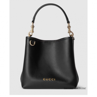 Gucci GG Emblem Mini Buckeket Bag -Black leather 