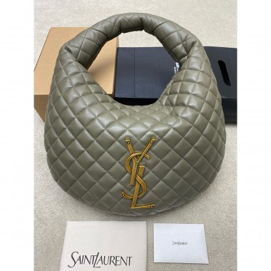 Saint Laurent Icare Medium Hobo in Quilted Nappa-Ash green
