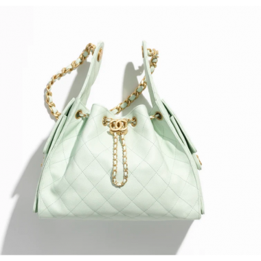 Chanel 25 Small handbag -Light green Caviar leather 