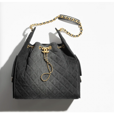 Chanel 25 Medium handbag - Black washed denim 