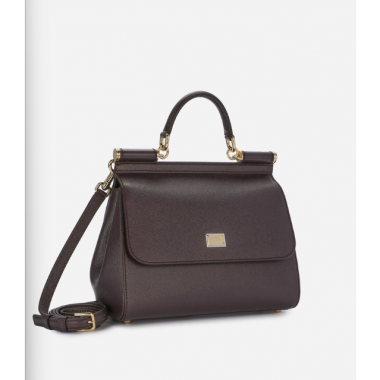 Authentic quality- Dolce Gabbana Large Sicily Handbag in in Dauphine leather-Bordeaux