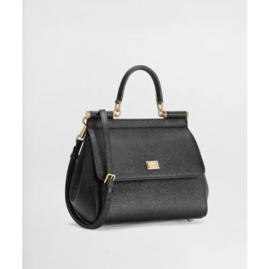 Authentic quality- Dolce Gabbana Medium Sicily Handbag in in Dauphine leather -Black