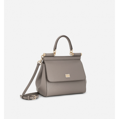Authentic quality- Dolce Gabbana Medium Sicily Handbag in in Dauphine leather -Grey