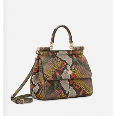 Authentic quality- Dolce Gabbana Medium Sicily Handbag in python skin