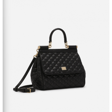 Authentic quality- Dolce Gabbana Medium Sicily Handbag in quilted nappa leather-Black