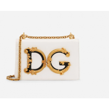 Dolce Gabbana Nappa Leather DG Girls Shoulder Bag-White