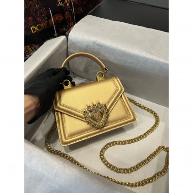 Dolce Gabbana Small Smooth Calfskin Devotion bag-Gold