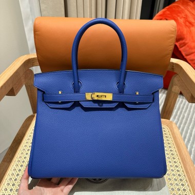 Hermes Birkin 25 / Birkin 30  in Togo Leather-Blue Hydra
