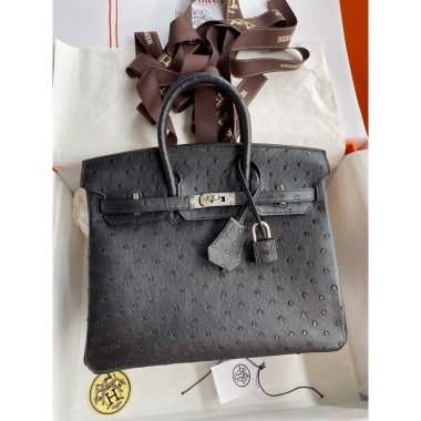 Pre-ordered Birkin 25 / 30  in Ostrich Leather- Black