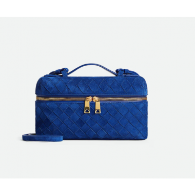 Blue Royal Intrecciato Suede Bang Bang Vanity Case 