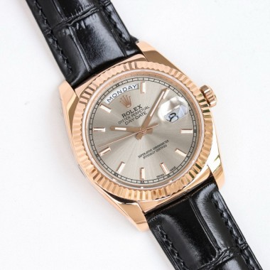 Rolex Day-Date 36mm , Oyster, leather，18K rose gold