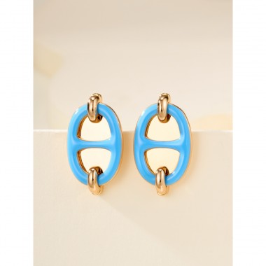Hermes Mini Mailon Earrings-Bleu de Lille