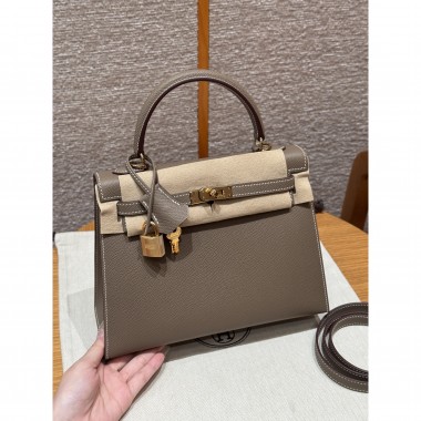 Hermes Kelly 25 / 28  in Epsom Leather-Etoupe