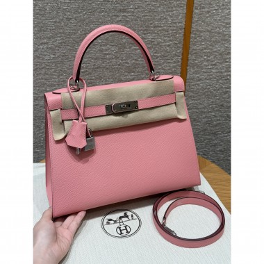 Hermes Kelly 25 / 28  in Epsom Leather-Rose confetti