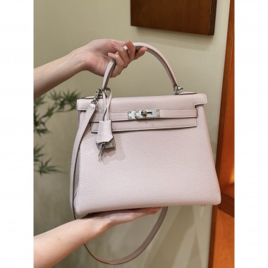 Hermes Kelly 25 / 28  in togo leather-Mauve pale
