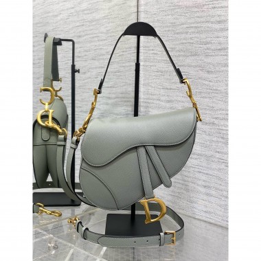 Christian Dior Saddle Bag with Strap-Stone grey