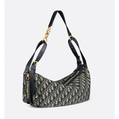 Dior Medium D-Journey Bag-Blue Dior Oblique Jacquard