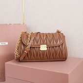 Matelassé nappa leather shoulder bag-Cognac