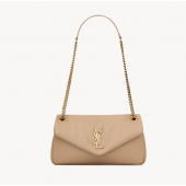 Saint Laurent Calypso Small in Plunged Lambskin-Natural Tan