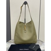 Saint Laurent LE 5 À 7 Supple Large in grained leather -Stone Moss