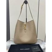 Saint Laurent LE 5 À 7 Supple Large in grained leather -Dusty  grey