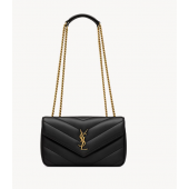 Saint Laurent Loulou Small in matelasse lambskin-Black