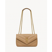 Saint Laurent Loulou Small in matelasse lambskin-Natural Tan