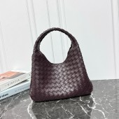Intrecciato Medium Campana Shoulder Bag-Deep Mahogany