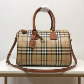 Burberry Check and Leather Medium Bowling Bag