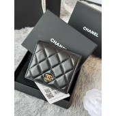 Chanel nero pelle di agnello piccolo portafoglio piegato oro hardware