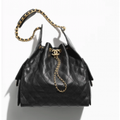 Chanel 25 Medium handbag -Black Grained Leather 