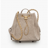 Chanel 25 Medium Backpack in Suede calfskin-Grey