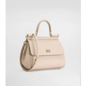 Authentic quality- Dolce Gabbana Medium Sicily Handbag in in Dauphine leather -Beige