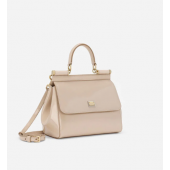 Authentic Quality-Dolce Gabbana Medium Sicily Handbag in Polished calfskin- Beige