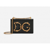 Dolce Gabbana Nappa Leather DG Girls Shoulder Bag-Black
