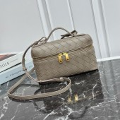 Limestone Intrecciato leather Bang Bang Vanity Case 
