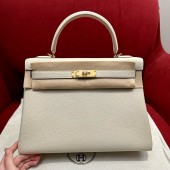 Hermes Kelly 32cm in Togo leather-Cream white