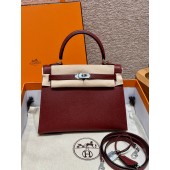Hermes Kelly 25 / 28  in Epsom Leather-Rouge H