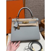 Hermes Kelly 25 / 28  in Epsom Leather-Blue glacier