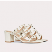 Valentino Rockstud calfskin slide sandals 6cm  , Size 35-41