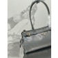 Prada SoftLux Medium Leather Tote-Grey