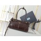 Prada SoftLux Medium Leather Tote-Dark brown