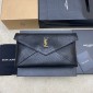 Saint Laurent Cassandre Large Envelope Pouch in Lambskin-Black