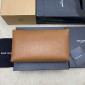 Saint Laurent Cassandre Large Envelope Pouch in Lambskin-Caramel