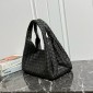 Intrecciato Medium Campana Shoulder Bag-Black
